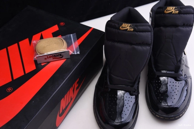 1st Kicks BLACK (2020) HIGH AIR JORDAN GOLD RETRO 555088-032 1 METALLIC 0730